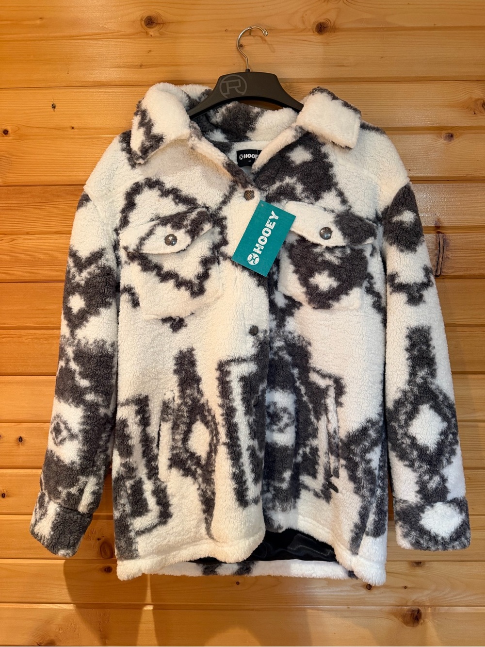 NWT Hooey Black & White Sherpa Puffer Jacket